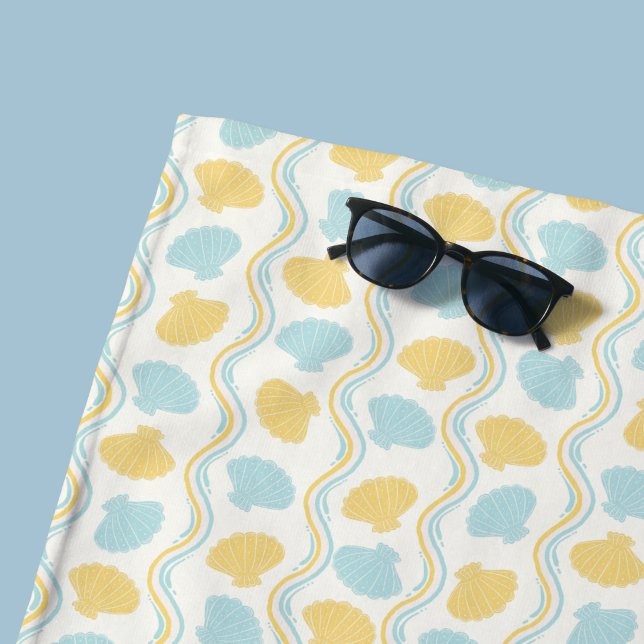 Toalla De Playa Concha de mar y olas de verano (Seashells and ocean waves beach towel)