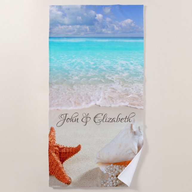 Toalla De Playa Conchas de playa tropical (Anverso)