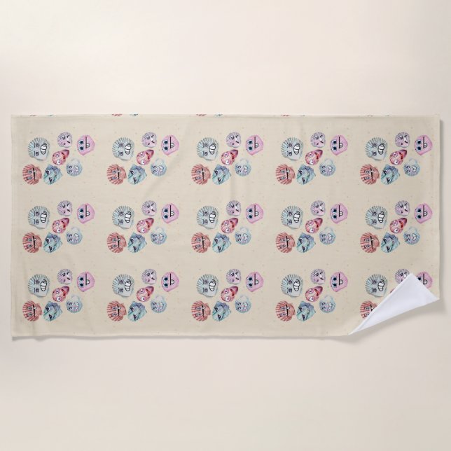 Toalla De Playa conchas oceánicas (Anverso)