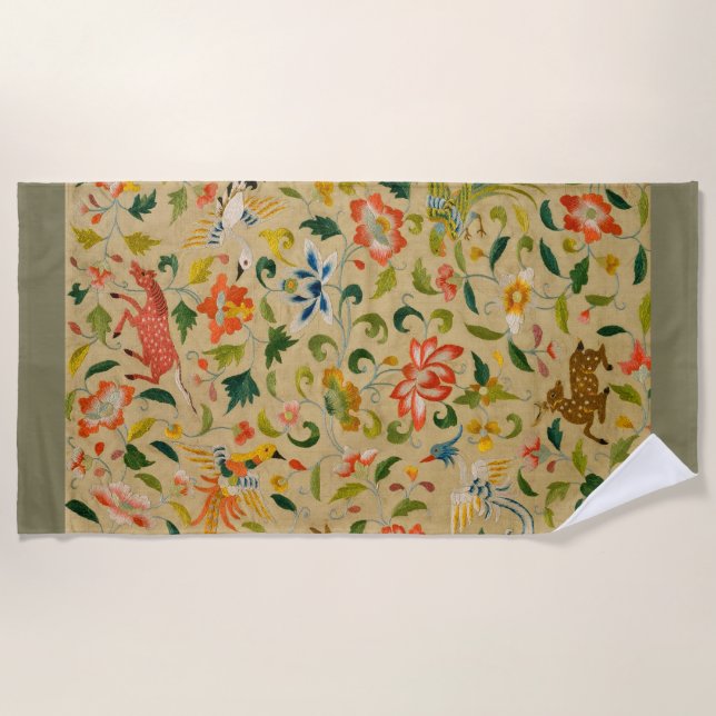 Toalla De Playa Conejo de aves de corral de animales antiguos (Anverso)