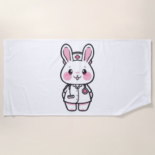 Toalla De Playa Conejo Kawaii como enfermera