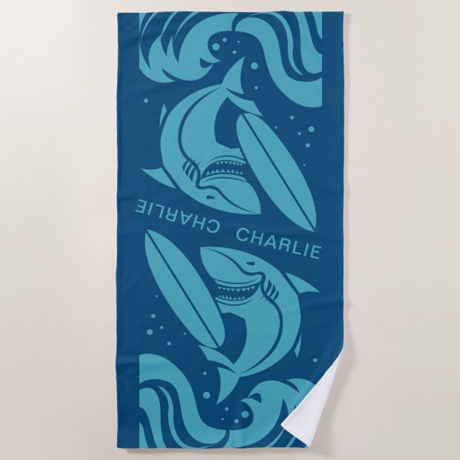 Toalla de playa conocida de encargo del tiburón de (Anverso)