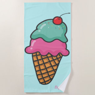 Toalla De Playa Conos de helado coloridos femeninos - Personalizad