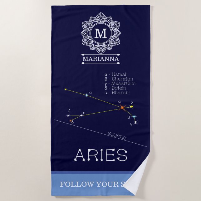 Toalla De Playa Constellation Aries Zodiac (Anverso)