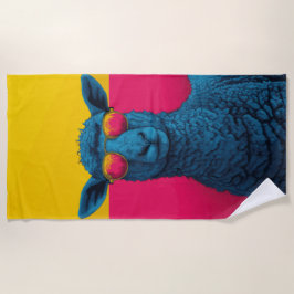 Toalla De Playa Cool Blue Sheep with Retro Sunglasses