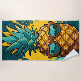 Toalla De Playa Cool Pineapple with Sunglasses – Summer Vibes