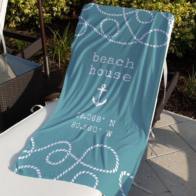 Toalla De Playa Coordenadas personalizadas de Beach House (Subido por el creador)
