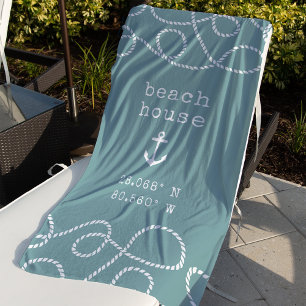 Toalla De Playa Coordenadas personalizadas de Beach House