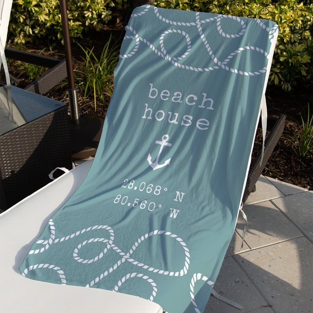 Toalla De Playa Coordenadas personalizadas de Beach House (Subido por el creador)