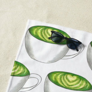 Toalla De Playa Copa de Té de Té Verde Matcha