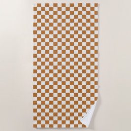 Toalla De Playa Copper and eggshell checkerboard pattern