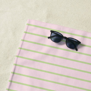 Toalla De Playa Coqueta Chic Preppy Rayas Verdes y Rosadas Pastel