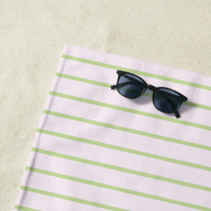 Toalla De Playa Coqueta Chic Preppy Rayas Verdes y Rosadas Pastel