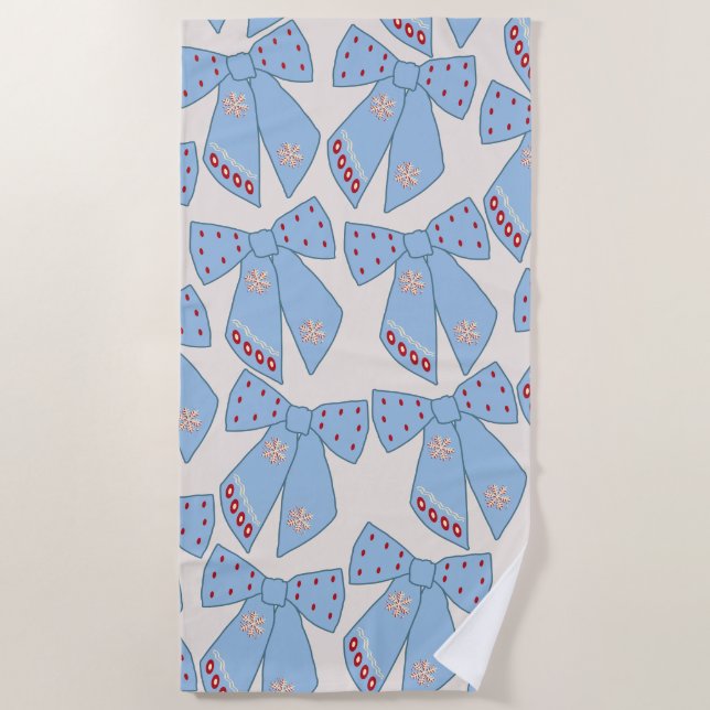 Toalla De Playa Coquette Blue Bows (Anverso)