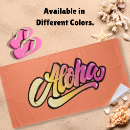 Toalla De Playa Coral Funky Moderno | Aloha Naranja Desvaído