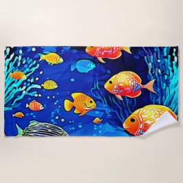 Toalla De Playa Coral Reef Fish Art