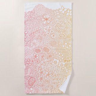 Toalla De Playa Coral Rosa Elegante Artista Ilustrado Ombre