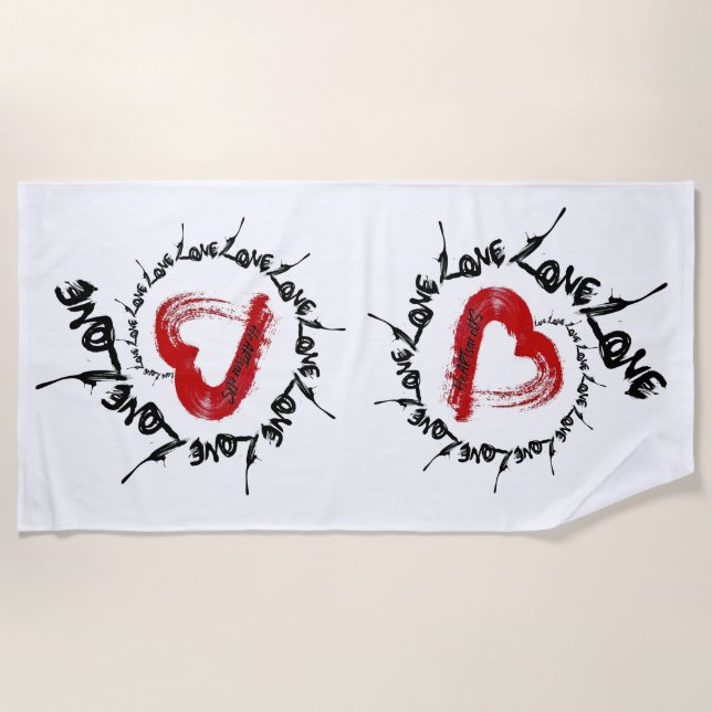 Toalla de playa Corazón de Amor (Anverso)