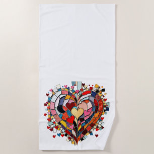 Toalla De Playa Corazón Mosaico de Amor