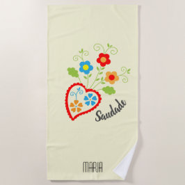 Toalla De Playa Corazón popular portugués con palabra en salsa