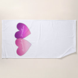 Toalla De Playa Corazones con nombres personalizados