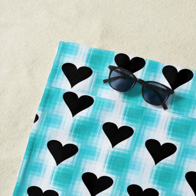 Toalla De Playa Corazones de negro (In situ)