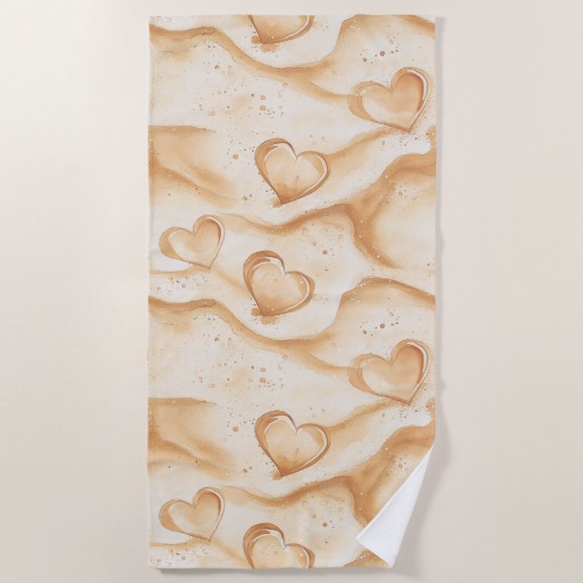 Toalla De Playa Corazones tropicales en playa de arena   (Anverso)