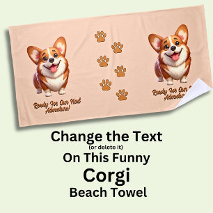 Toalla De Playa Corgi Dog Puede Cambiar El Texto