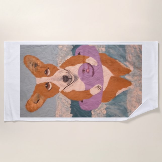 Toalla De Playa Corgi en la playa (Anverso)