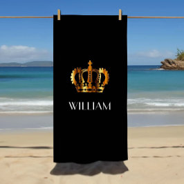 Toalla De Playa Corona Real Estilosa Nombre Negro
