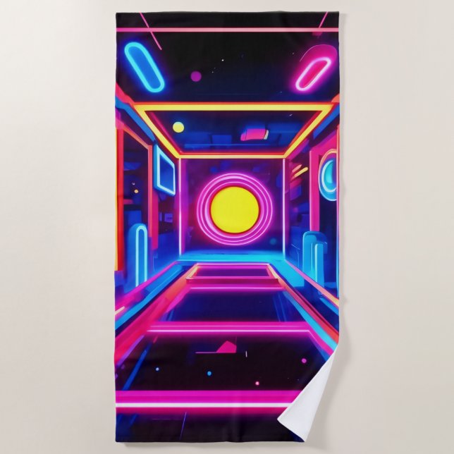 Toalla De Playa Corredor Neon: Una odisea digital (Anverso)