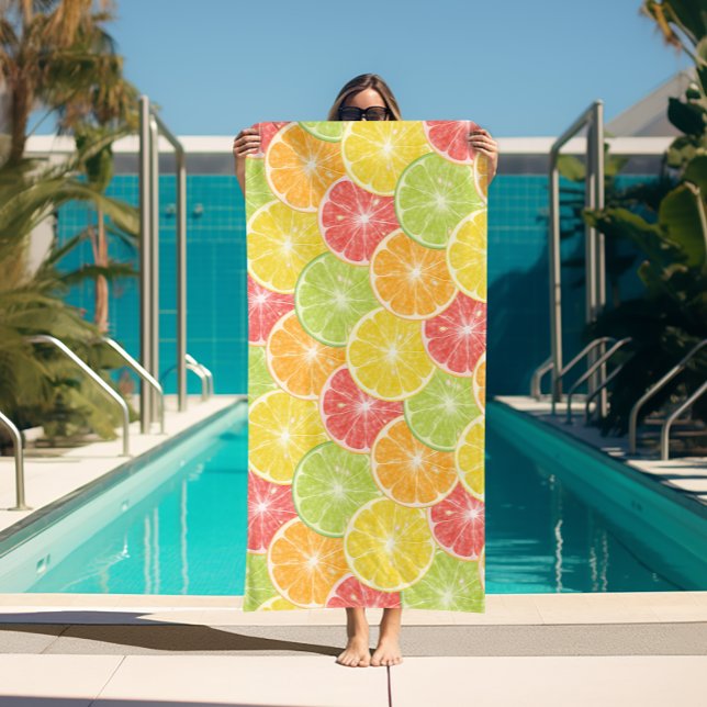 Toalla De Playa Cortes de cítricos (Citrus Fruit Slices Beach Towel (white on reverse side))