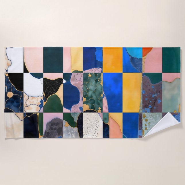 Toalla De Playa Cortina Luxe Checkerboard (Anverso)