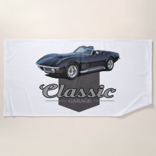 Toalla De Playa Corvette clásico del garaje