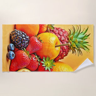 Toalla De Playa Cosecha Fresca: Diseño de Cosecha de Frutas Vibran