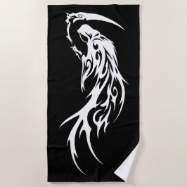 Toalla De Playa Cosechador Tribal Mínimo Diseño Oscuro de Blanco y