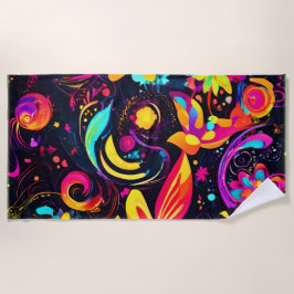 Toalla De Playa Cosmos Psicodélicos Florales