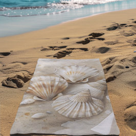 Toalla De Playa Costa de acuarela de conchas marinas