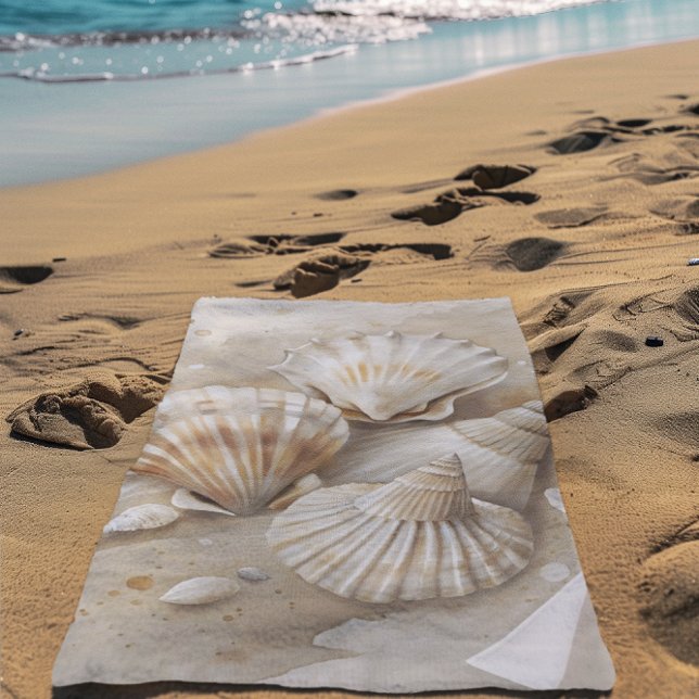 Toalla De Playa Costa de acuarela de conchas marinas (Subido por el creador)