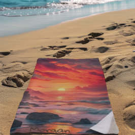 Toalla De Playa Costa personalizado Fiery Sunset - Acantilados Oce