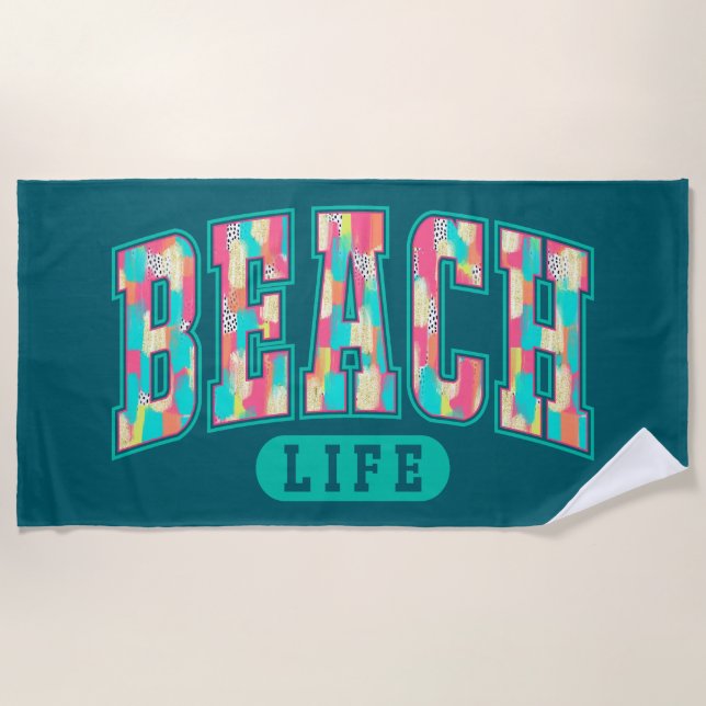 Toalla de playa costera para vacaciones de verano, (Anverso)