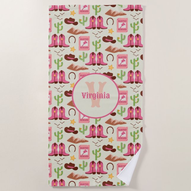 Toalla De Playa Country Cowgirl Boots Adorable Stick Horno Occiden (Anverso)