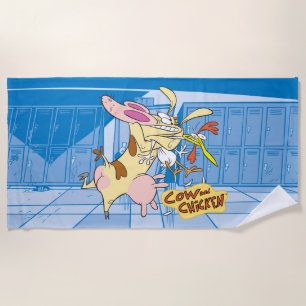 Toalla De Playa Cow and Chicken Hug Graphic
