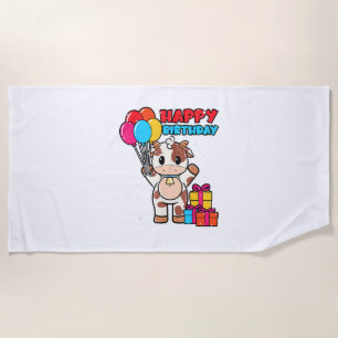 Toalla De Playa Cow Birday Balloon Thatleman Farmer Cute B