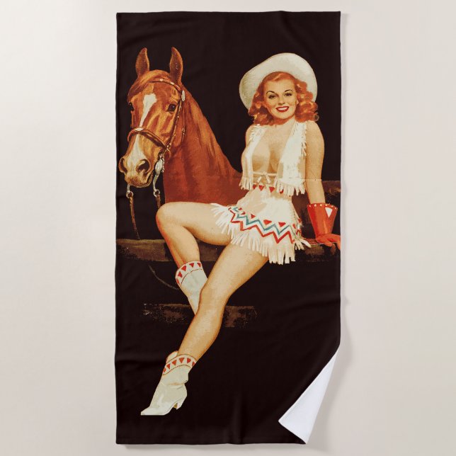 Toalla De Playa Cowgirl Pin Up (Anverso)