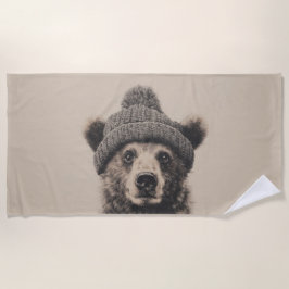 Toalla De Playa Cozy Bear in Beanie - Cute Winter Animal