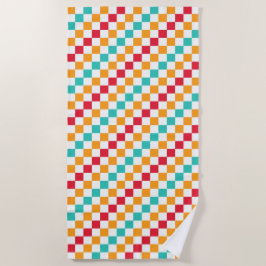 Toalla De Playa Cozy classroom diagonal checkerboard pattern
