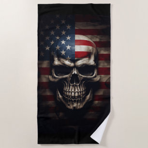 Toalla De Playa Cráneo de Bandera Americana