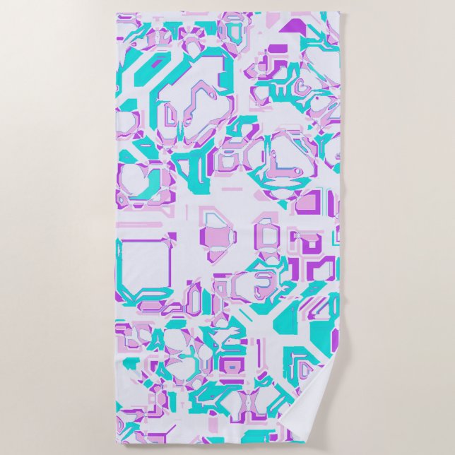 Toalla De Playa crazy fantasy maps white and aqua (Anverso)
