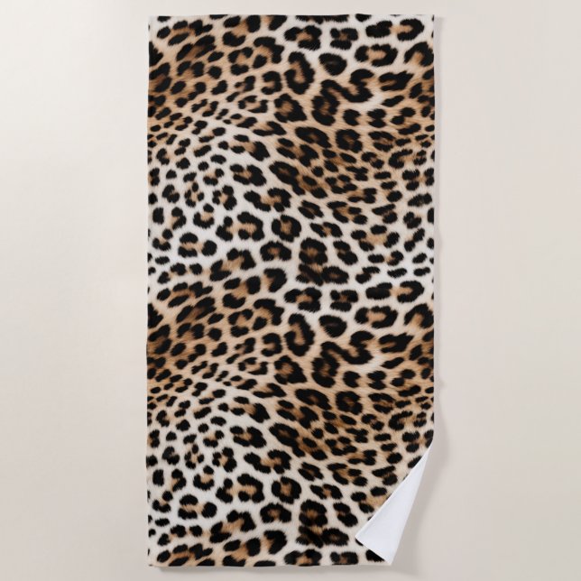 Toalla De Playa Cream Black Leopard Print (Anverso)